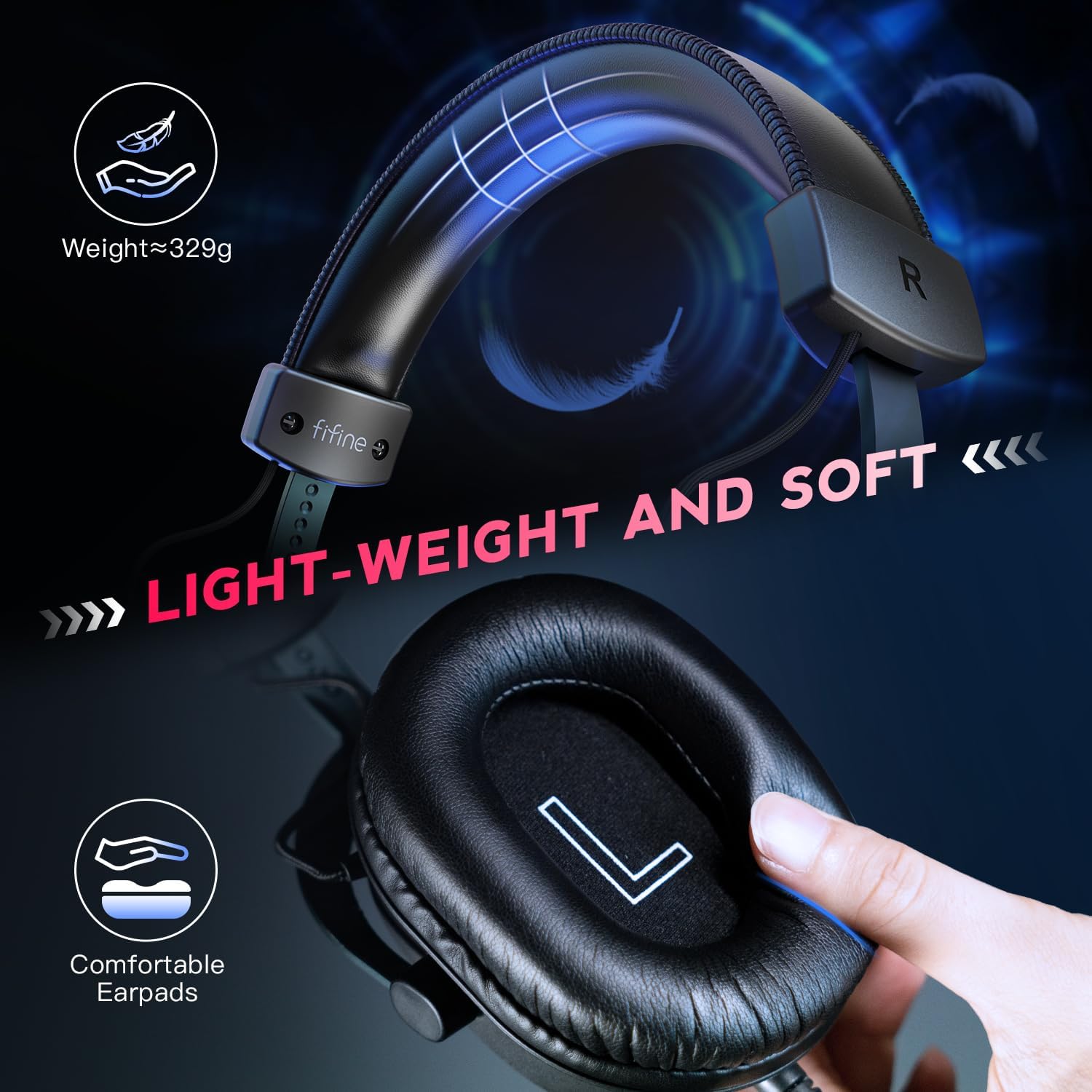 Fifine™ H6 RGB 7.1 Gaming Headset – Bright Colors, Big Sound