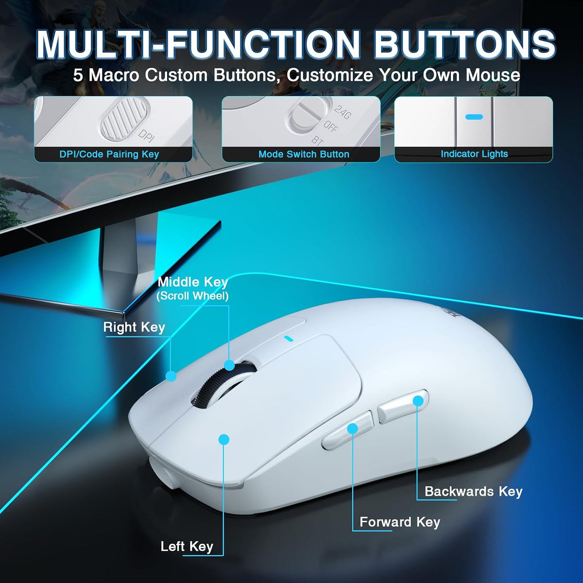 AULA™ SC680 Tri-Mode 8K Wireless Gaming Mouse
