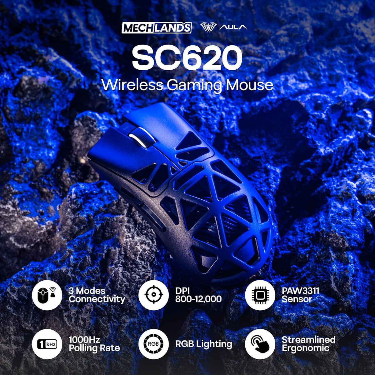 AULA™ SC620 Tri-Mode Lightweight Wireless Gaming Mouse