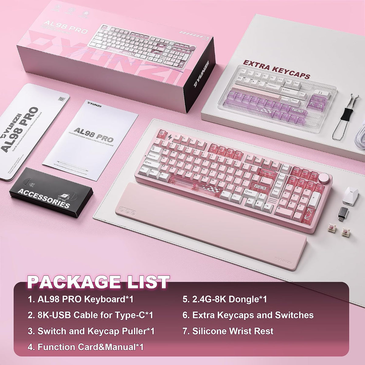 YUNZII™ AL98 PRO Dual-8K Aluminum Wireless Mechanical Keyboard