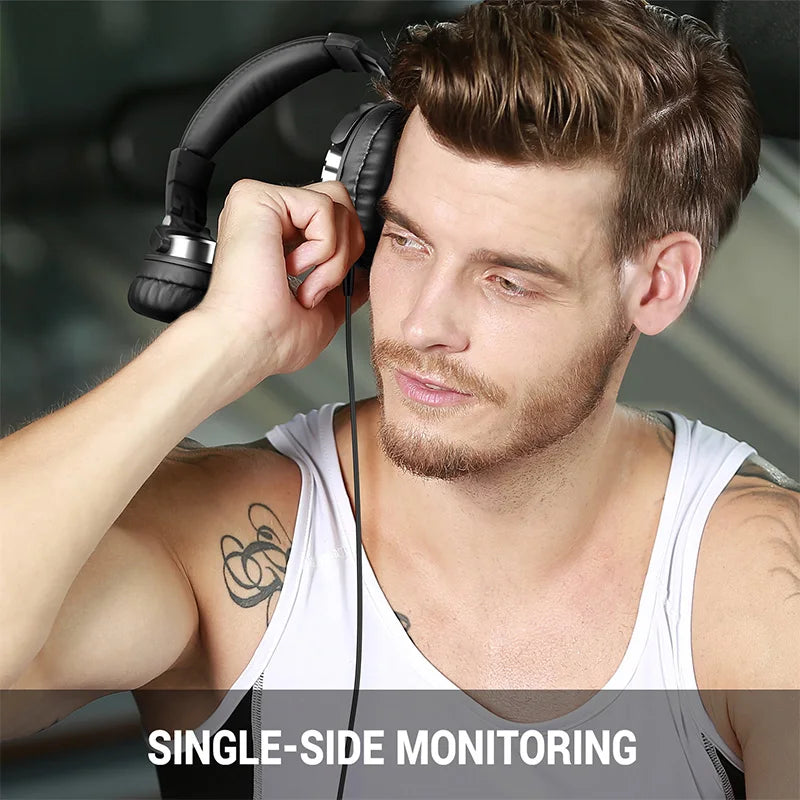 OneOdio™ Studio DJ Headphones — Wired Over-Ear Monitor with Mic (Black / Red / Rose Gold)
