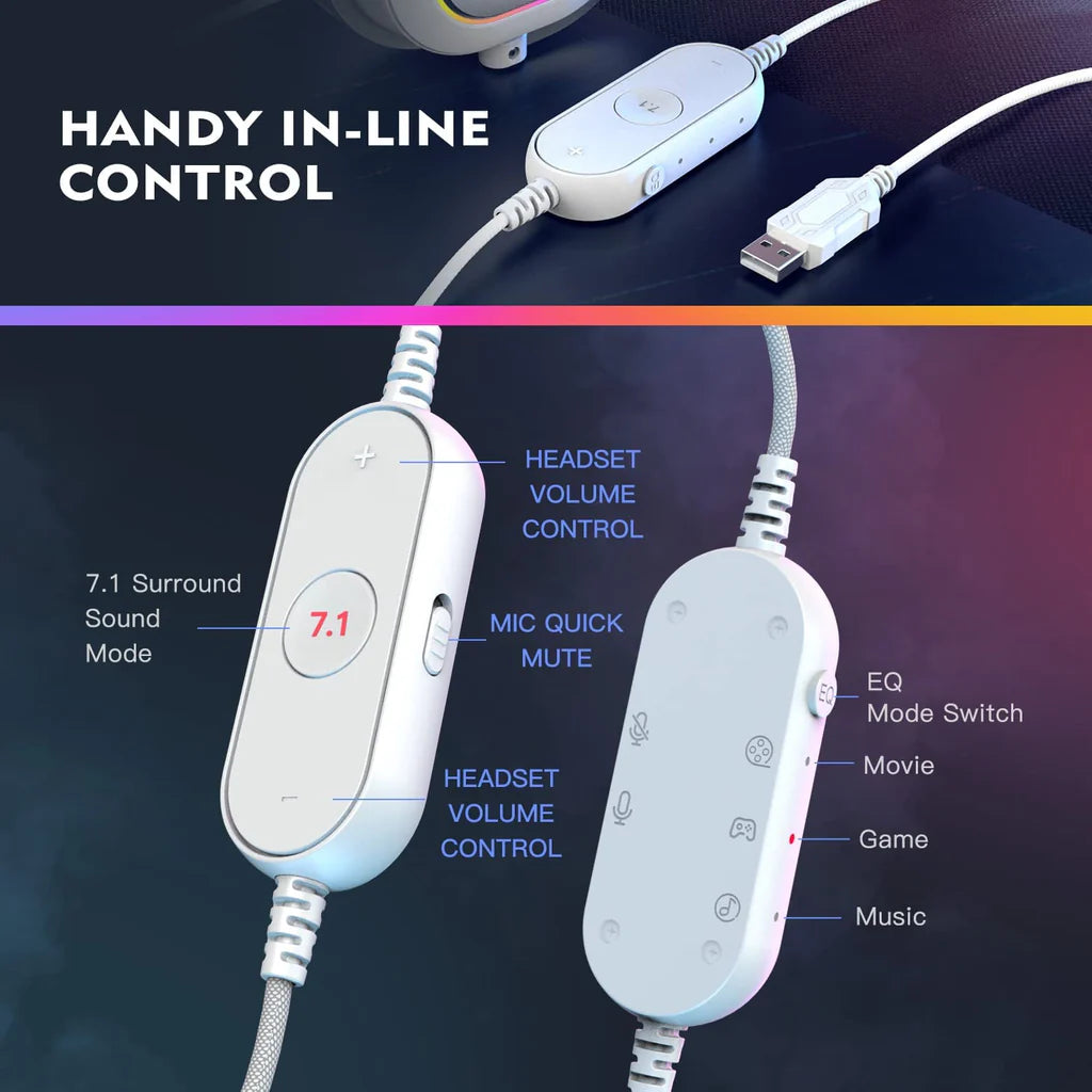 Fifine™ H6 RGB 7.1 Gaming Headset – Bright Colors, Big Sound