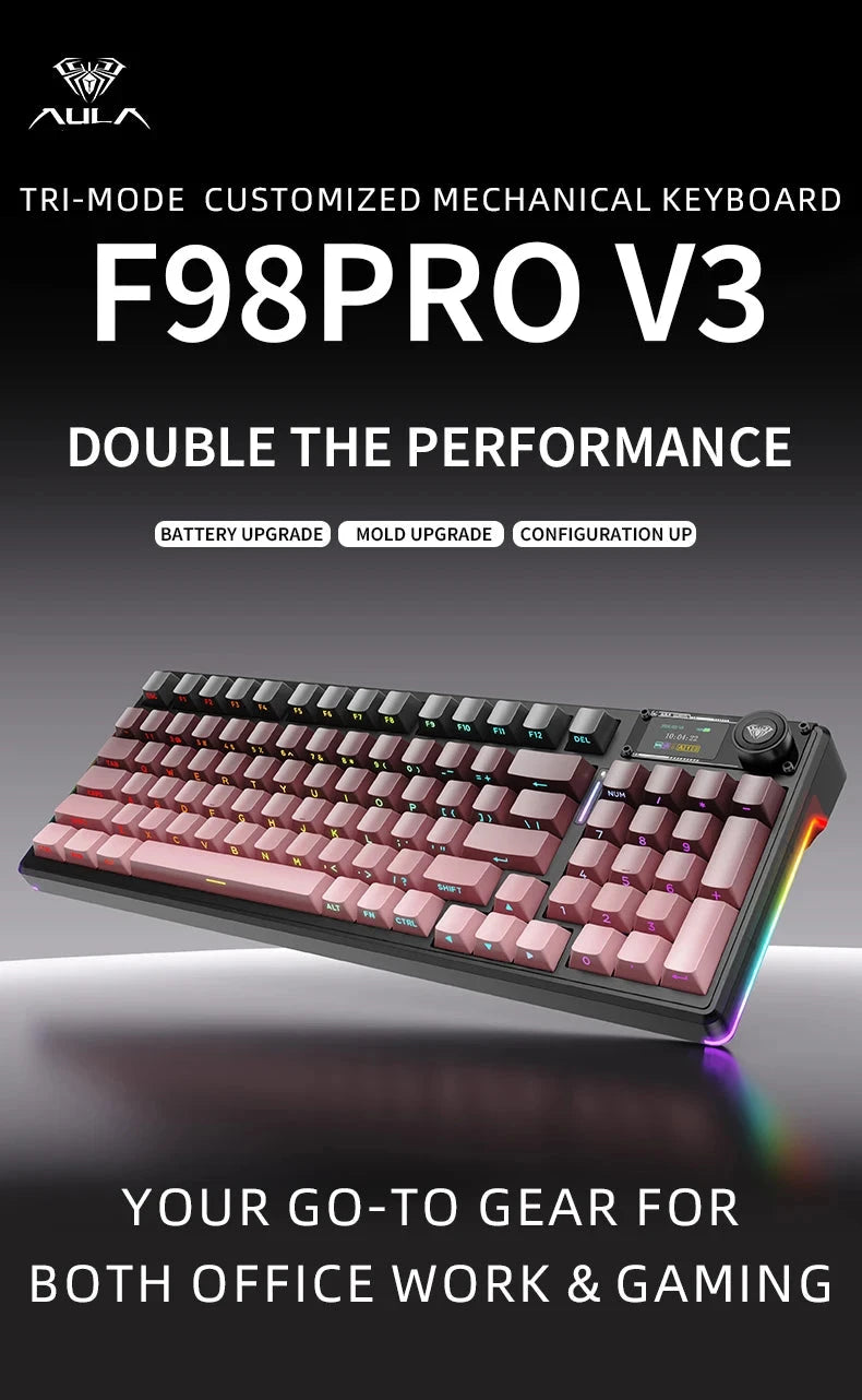 AULA™ F98 Pro V3 95% Tri-Mode Mechanical Gaming Keyboard
