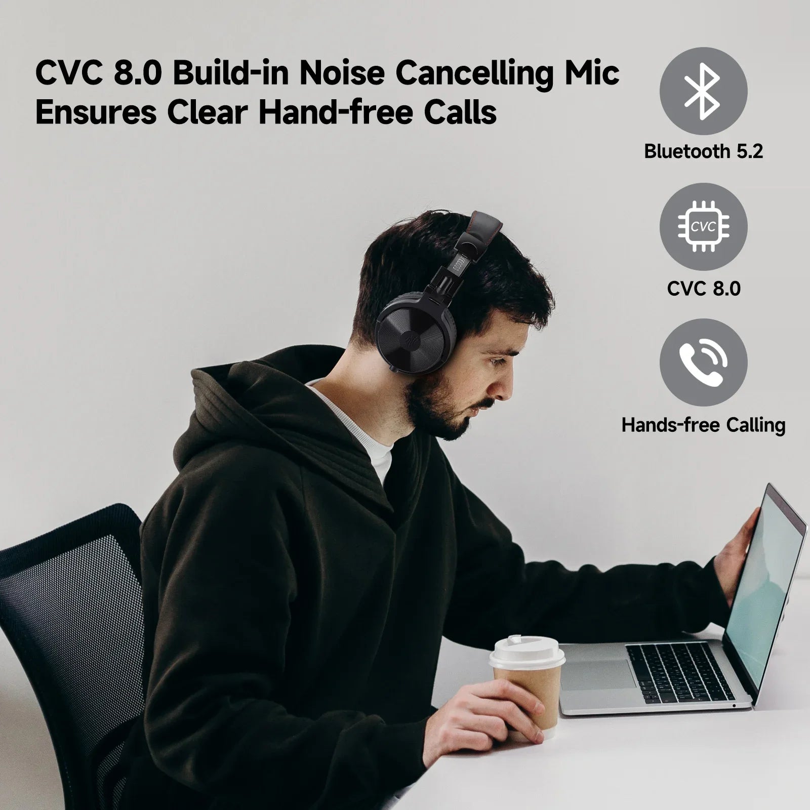 OneOdio™ Pro C Wireless Headphones – Bluetooth 5.2 Over-Ear Headset with Mic, Hi-Res Audio, 110H Playtime, Wired & Wireless DJ Studio Headphones
