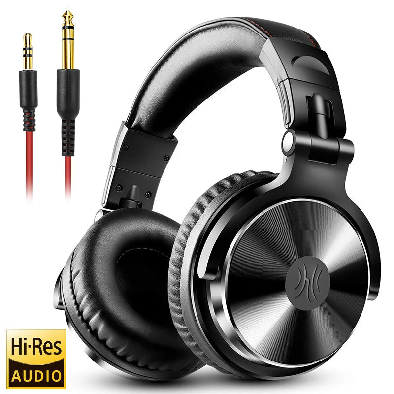 OneOdio™ Studio DJ Headphones — Wired Over-Ear Monitor with Mic (Black / Red / Rose Gold)