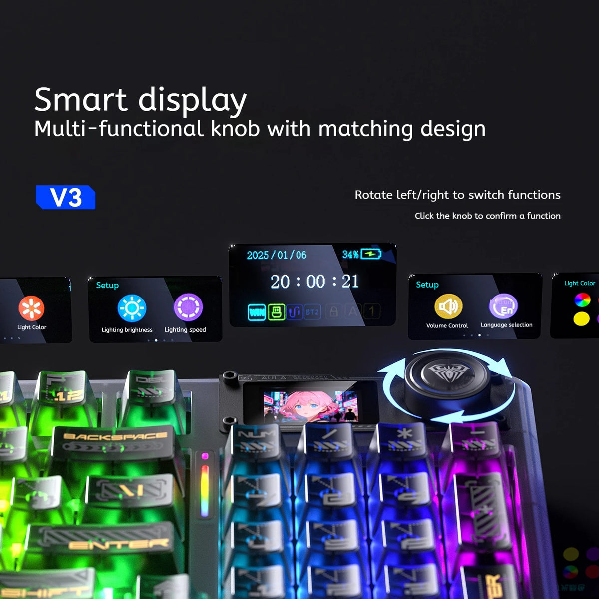 AULA™ F98 Pro V3 95% Tri-Mode Mechanical Gaming Keyboard