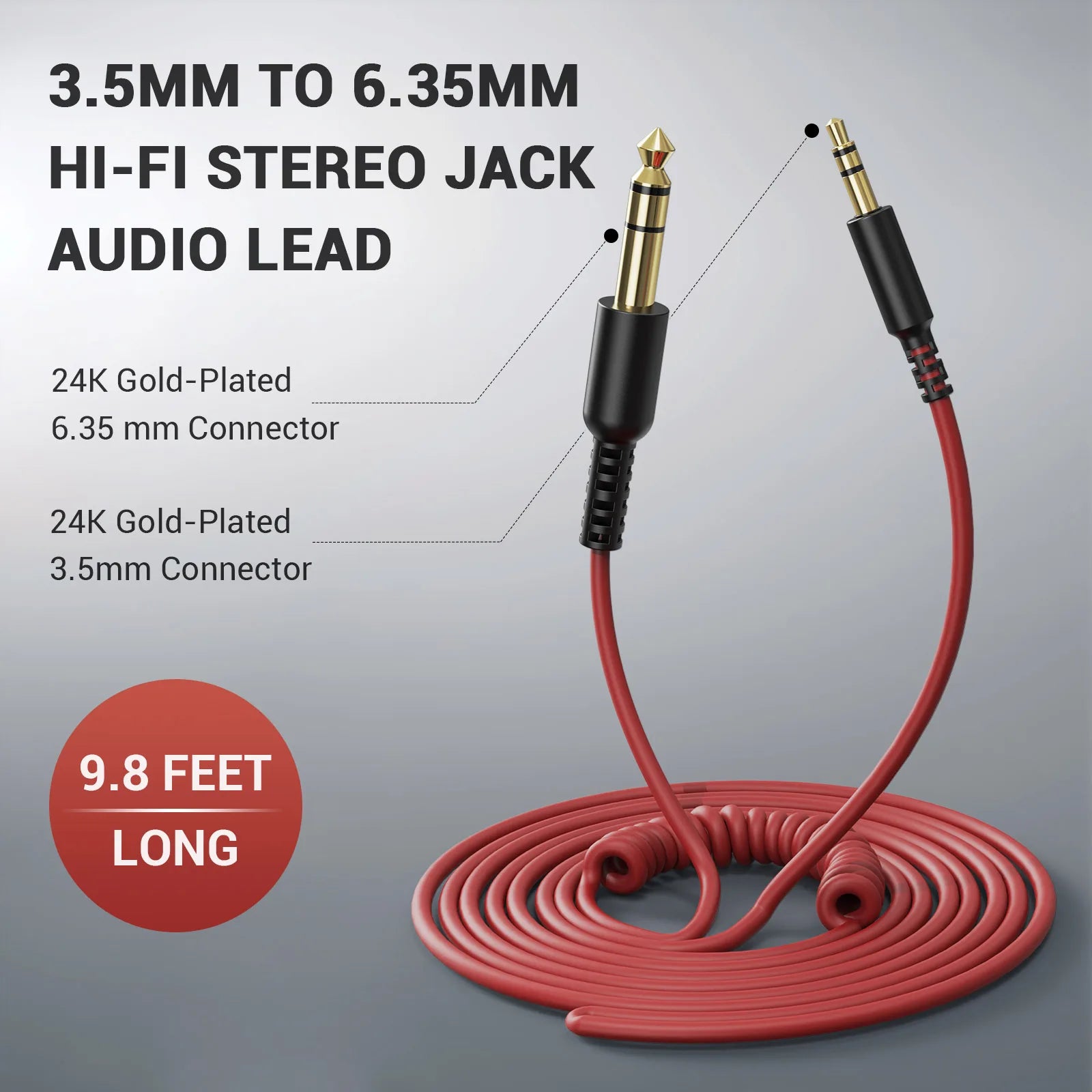 OneOdio™ 6.35mm to 3.5mm Audio Cable — for Pro 10 / A70 / DJ Headphones