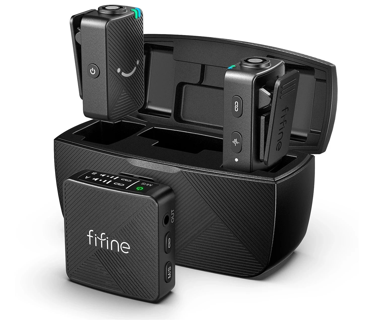 FIFINE™ M9 Wireless Lavalier Microphone – Dual Lapel Mic System for Vlog, Interview & Content Creation (iPhone/Android/Camera Compatible)