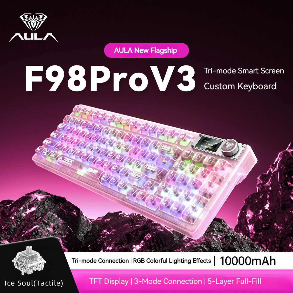 AULA™ F98 Pro V3 95% Tri-Mode Mechanical Gaming Keyboard