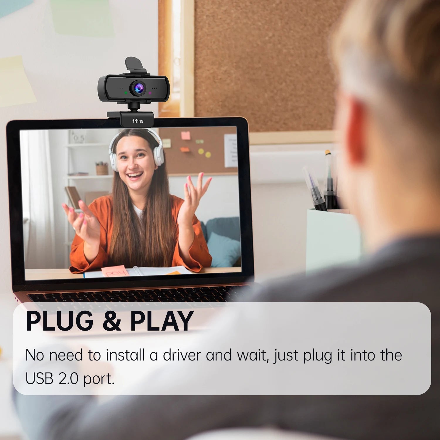 FIFINE™ K420 1440p HD PC Webcam with Microphone & Tripod – USB Plug & Play for Video Calls & Streaming