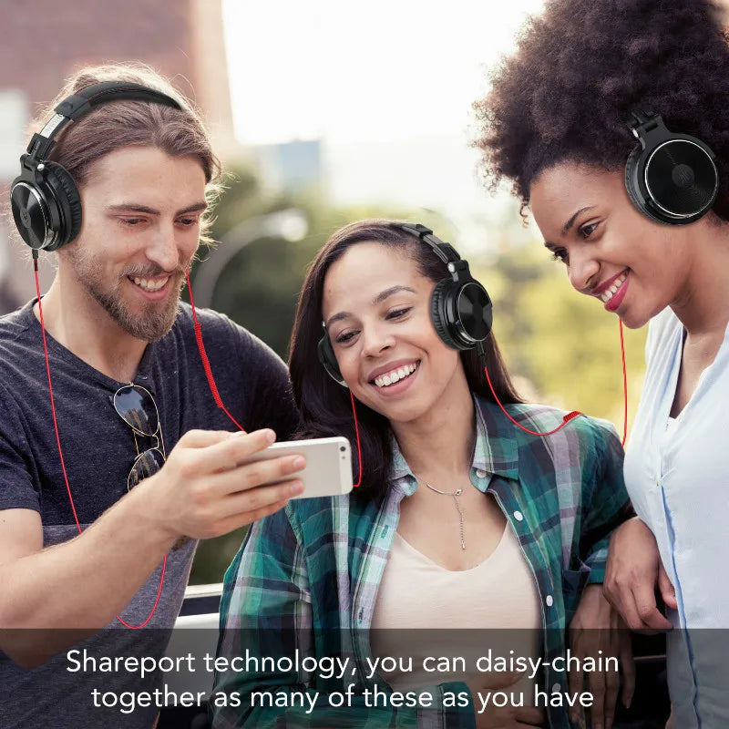 OneOdio™ Studio DJ Headphones — Wired Over-Ear Monitor with Mic (Black / Red / Rose Gold)