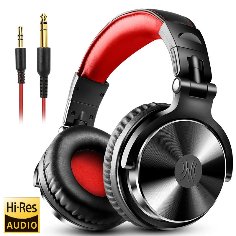 OneOdio™ Studio DJ Headphones — Wired Over-Ear Monitor with Mic (Black / Red / Rose Gold)
