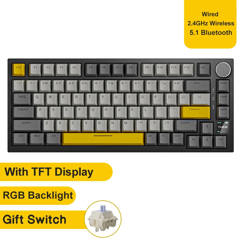 AJAZZZ™ AK820 Pro – 75% Mechanical Keyboard | Wireless & TFT